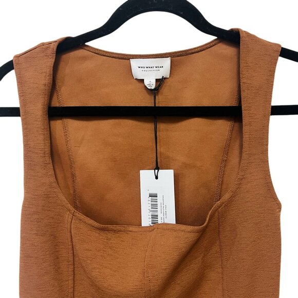 Who What Wear Haley Corset Bodysuit Sleeveless Sweetheart Neck Tank Top Cocoa - Picture 10 of 10